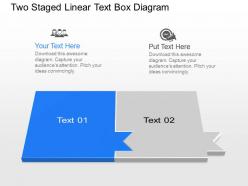 Bj two staged linear text box diagram powerpoint template slide