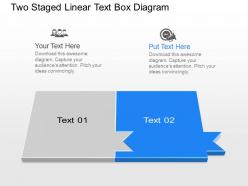 Bj two staged linear text box diagram powerpoint template slide