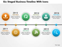 Bl six staged business timeline with icons powerpoint templets