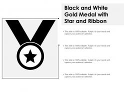 Black and white gold medal with star and ribbon