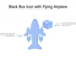 Black box icon with flying airplane