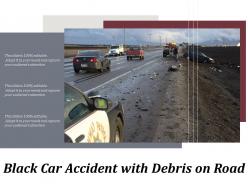 Black car accident with debris on road