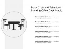 Black chair and table icon showing office desk studio