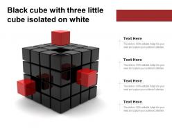 Black cube with three little cube isolated on white