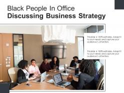 Black people in office discussing business strategy
