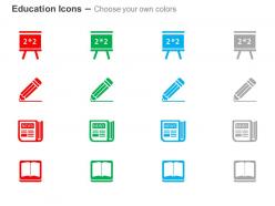 Blackboard pencil calculator book ppt icons graphics