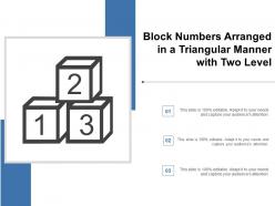 Block numbers arranged in a triangular manner with two level
