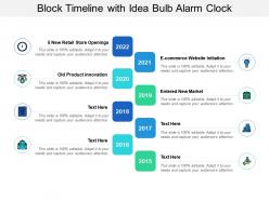 Block timeline with idea bulb alarm clock