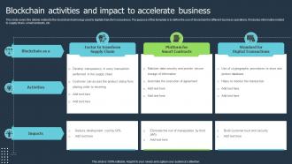 Blockchain Activities And Impact To Accelerate Business