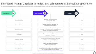 Blockchain And Cybersecurity Functional Testing Checklist To Review Key Components BCT SS V