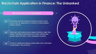 Blockchain As A Viable Solution To Provide Financial Services To The Unbanked Training Ppt