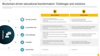 Blockchain Driven Educational Transformation Challenges Blockchain Role In Education BCT SS