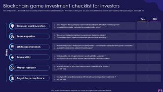 Blockchain Game Investment Checklist For Introduction To Blockchain Enabled Gaming BCT SS