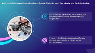 Blockchain Impact On Drugs Supply Chain With Reduced Complexity And Costs Training Ppt