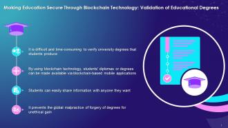 Blockchain Impact On Education Industry With Validation Of Educational Degrees Training Ppt