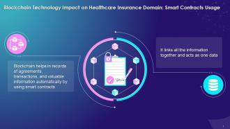 Blockchain Impact On Healthcare Insurance Domain Using Smart Contracts Training Ppt