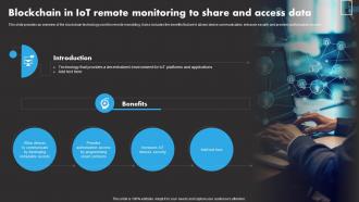 Blockchain In IoT Remote IoT Remote Asset Monitoring And Management IoT SS