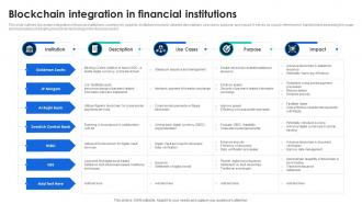 Blockchain Integration In Financial Institutions