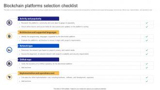 Blockchain platforms selection checklist Ppt PowerPoint Presentation file topics BCT SS