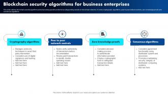 Blockchain Security Algorithms For Business Enterprises