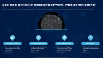 Blockchain Solutions For International Payments Improved Transparency Revolutionizing International BCT SS