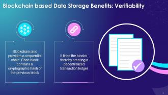 Blockchain Technology Based Data Storage Advantages Training Ppt