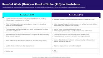 Blockchain Technology Features Proof Of Work Pow Vs Proof Of Stake Pos In Blockchain