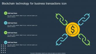 Blockchain Technology For Business Transactions Icon