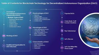Blockchain Technology for Decentralized Autonomous Organization DAO Training Ppt