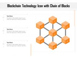 Blockchain technology icon with chain of blocks