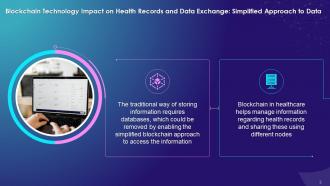 Blockchain Technology Impact On Health Records And Data Exchange Training Ppt