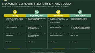 Blockchain Technology In Banking And Finance Sector Cryptographic Ledger