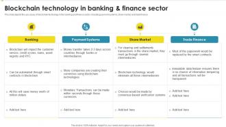Blockchain Technology In Banking And Finance Sector Peer To Peer Ledger Ppt Slides Show
