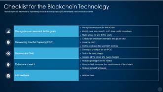 Blockchain technology it checklist for the blockchain technology