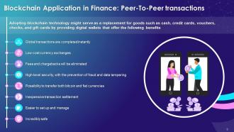 Blockchain Technology Role In Peer To Peer Lending Training Ppt