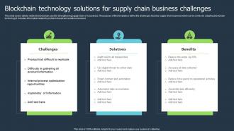Blockchain Technology Solutions For Supply Chain Business Challenges
