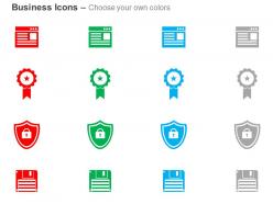 Blog protection shield data floppy ribbon ppt icons graphics
