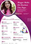 Blogger Media Kit Brochure One Pager Presentation Report Infographic PPT PDF Document
