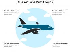 Blue Airplane With Clouds