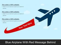 Blue airplane with red message behind