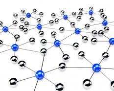 Blue and silver balls in network stock photo