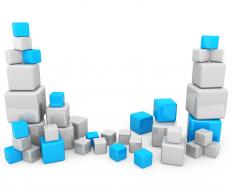 Blue and white cubes for business graph stock photo