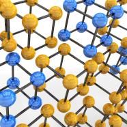 Blue and yellow molecular structure for material stock photo