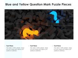 Blue and yellow question mark puzzle pieces
