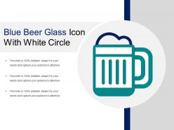 Blue beer glass icon with white circle