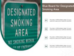Blue board for designated smoking area