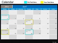 Blue calendar 2011 powerpoint presentation slides db