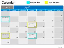 Blue calendar 2012 powerpoint presentation slides