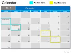 Blue calendar 2012 powerpoint presentation slides