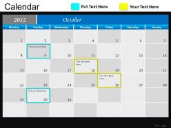 Blue calendar 2012 powerpoint presentation slides db